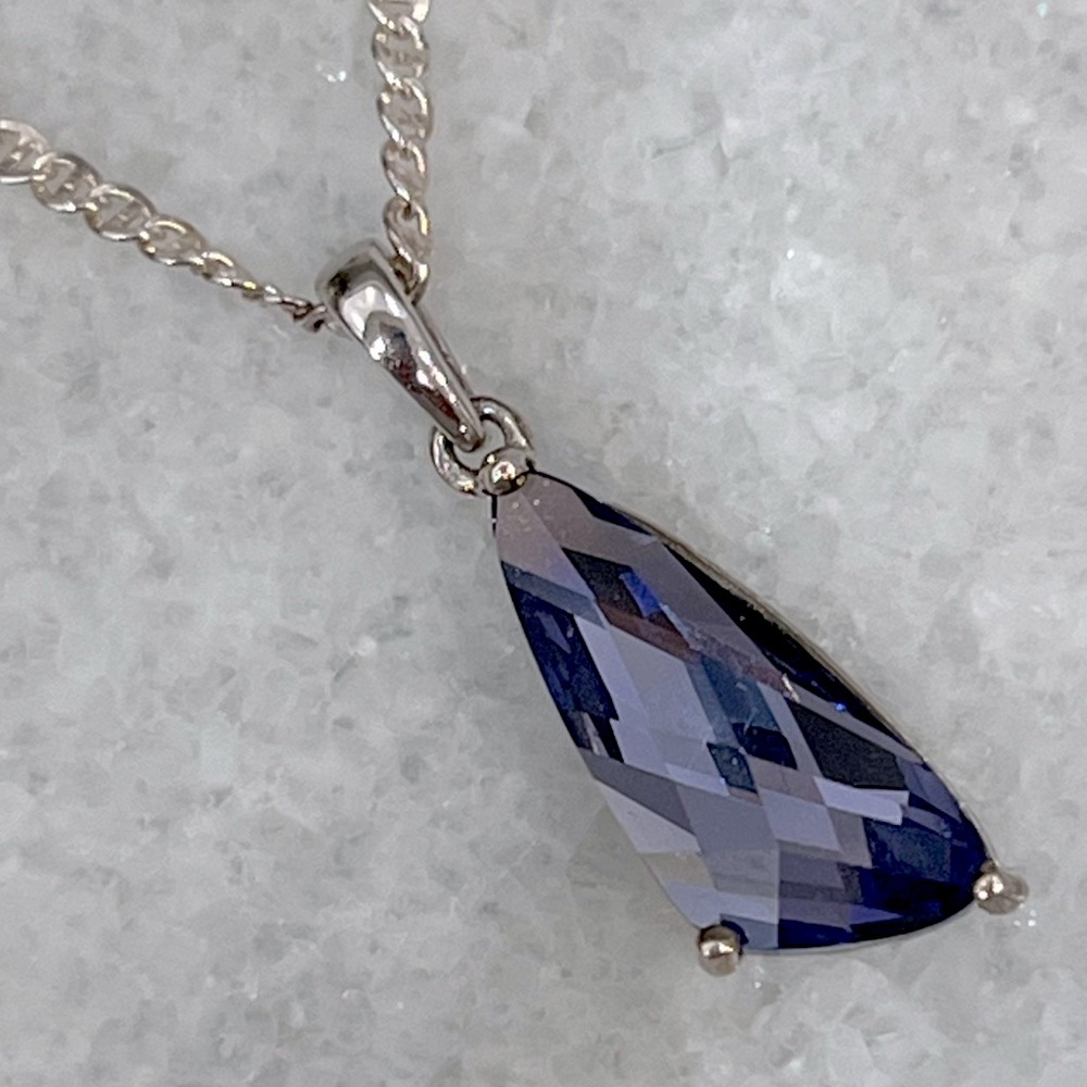 SWAROVSKI Crystal Tanzanite Sterling Silver Pendant Necklace - Picture 3 of 11